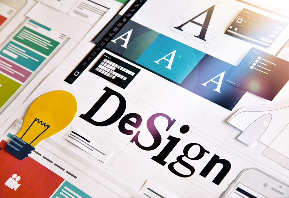 A table showing hardcopy design elements like fonts and color swatches